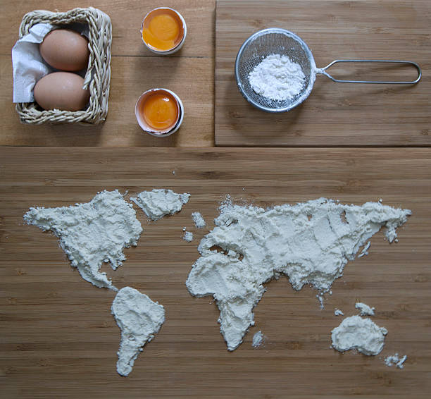 istock wheat flour in the form of a world map 521710262