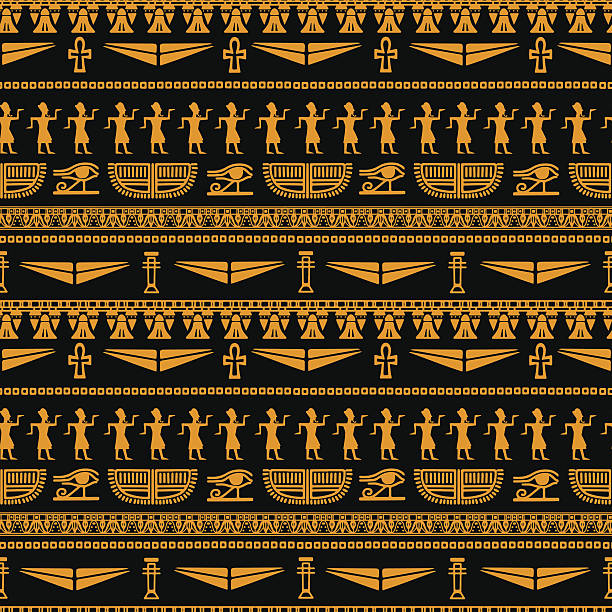 이집트어 연속무늬 - egyptian culture hieroglyphics human eye symbol stock illustrations