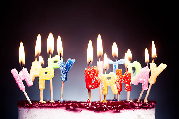 istock Birthday cake and flaming candles 521713261