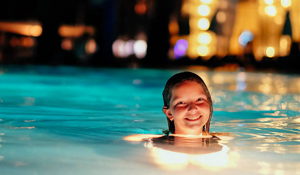 istock Girl in illuminated pool 521713317