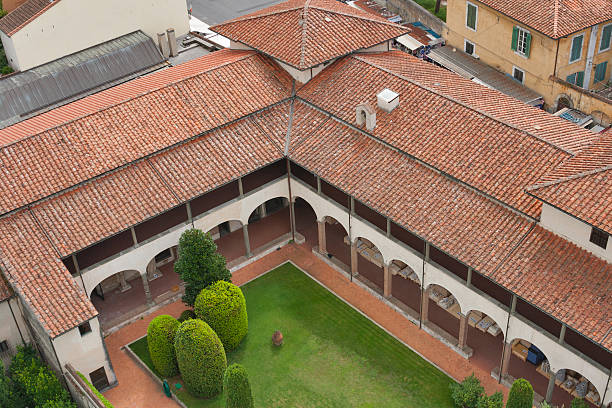 Museo dell Opera del Duomo courtyard. View from Leaning Tower. Pisa, Tuscany, Italy.