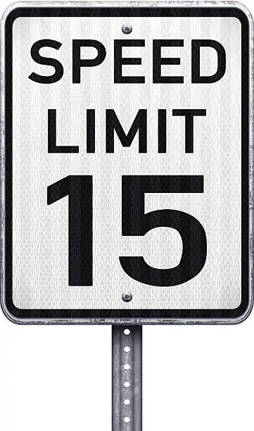 Vector illustration of American maximum speed limit 15 mph road sign