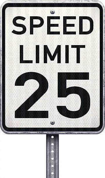 Vector illustration of American maximum speed limit 25 mph road sign