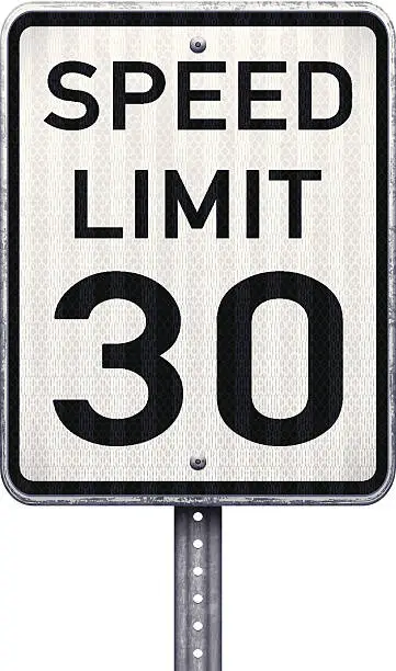 Vector illustration of American maximum speed limit 30 mph road sign