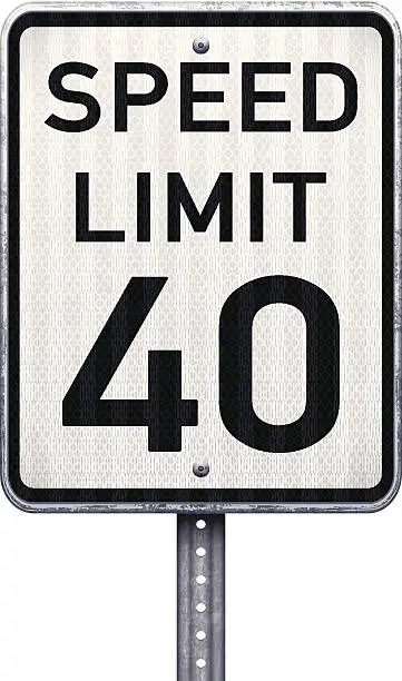 Vector illustration of American maximum speed limit 40 mph road sign