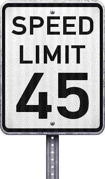 Vector illustration of American maximum speed limit 45 mph road sign