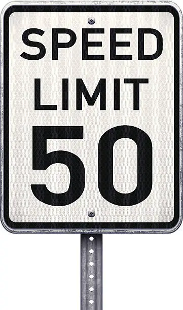 Vector illustration of American maximum speed limit 50 mph road sign