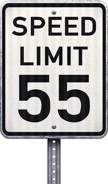 american höchstgeschwindigkeit 55 km/h road sign - zahl 55 stock-grafiken, -clipart, -cartoons und -symbole