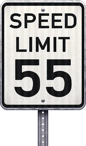 Vector illustration of American maximum speed limit 55 mph road sign
