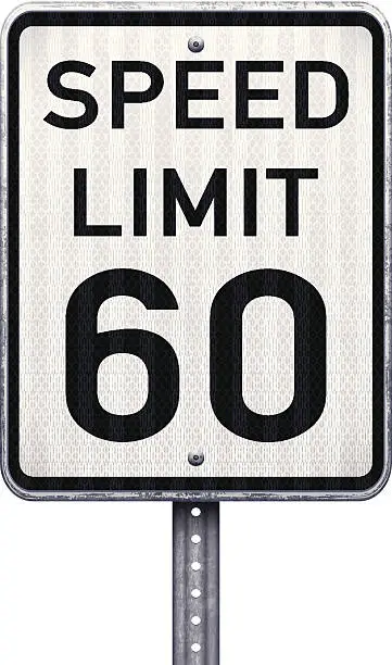 Vector illustration of American maximum speed limit 60 mph road sign