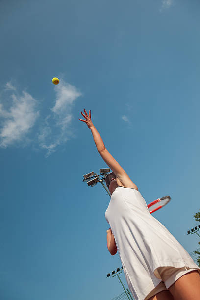 istock Atracttive Tennis Female Serving 521726127