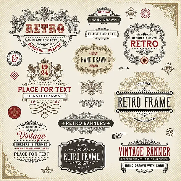 Vector illustration of Retro Frames,Labels and Badges