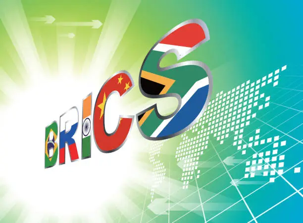Vector illustration of BRICS (Brazil, Russia, India, China, South Africa) background