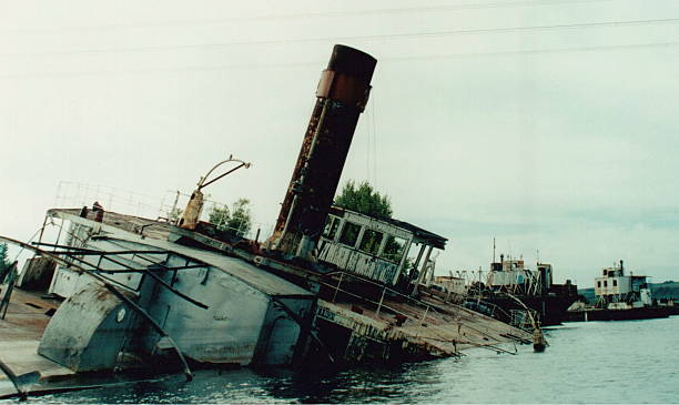 sunken tug paddle steamer on the river, disused - iron sheik stockfoto's en -beelden