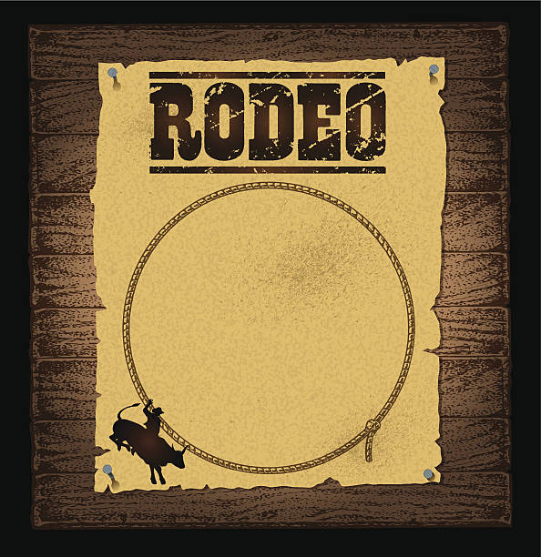 illustrazioni stock, clip art, cartoni animati e icone di tendenza di rodeo poster sfondo - rodeo bull bull riding cowboy