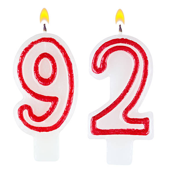 istock Birthday candles number ninety two isolated on white background 521729995