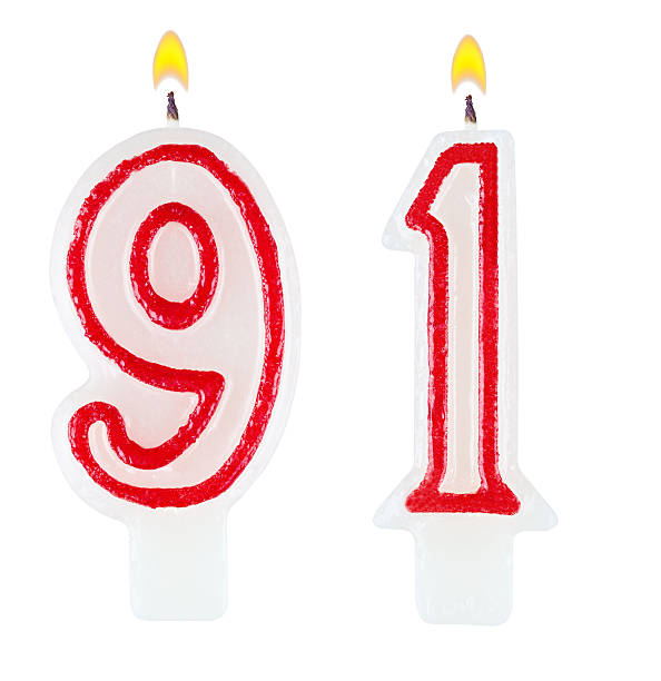 istock Birthday candles number ninety one isolated on white background 521730053