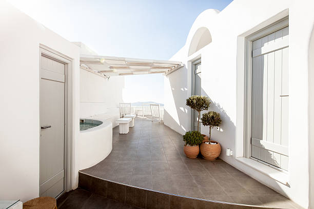 istock Outdoor Courtyard in Santorini, Greece 521740203