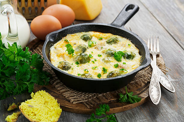 istock Casserole with brussels sprouts and cheese in a frying pan 521740463