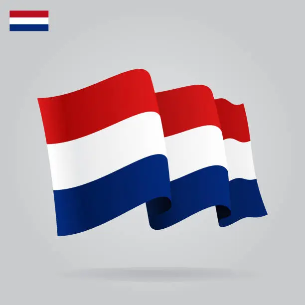 Vector illustration of Flat and waving Dutch Flag.