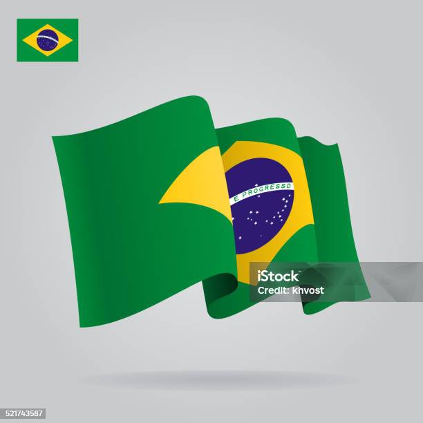 Ilustración de Plano Y Agitando Bandera Brasileña Vector y más Vectores Libres de Derechos de Bandera brasileña - Bandera brasileña, Bandera, Brasil