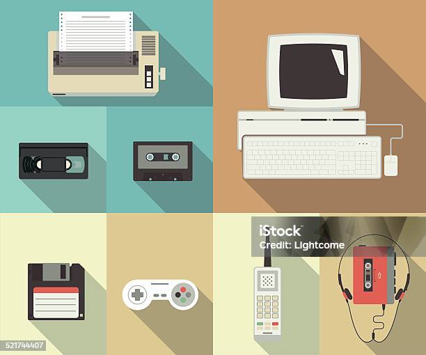 Back To Nineties Stock Illustration - Download Image Now - Senior Adult, Old, Technology