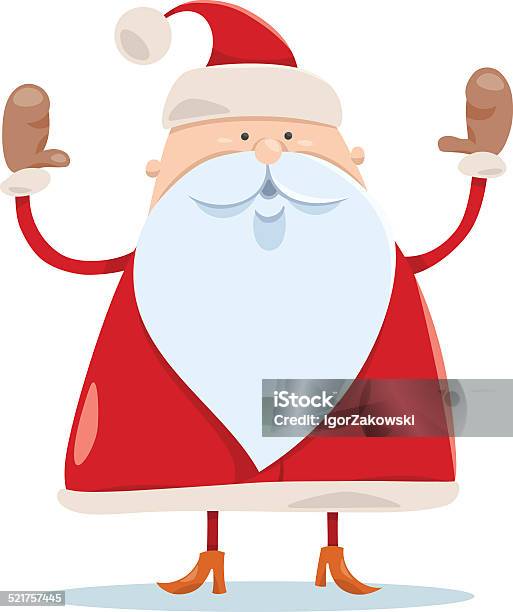 Cute Santa Claus Cartoon Illustration Stock Illustration - Download Image Now - Beard, Cap - Hat, Caroler