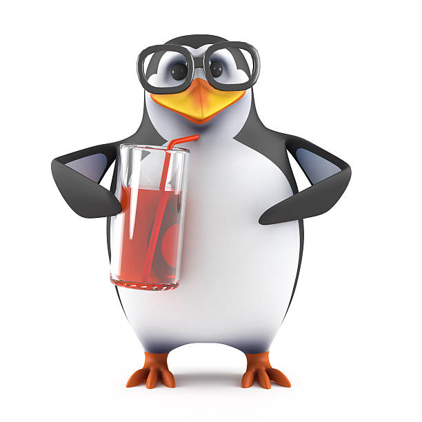 istock 3d Academic penguin drinking from a glass 521757673