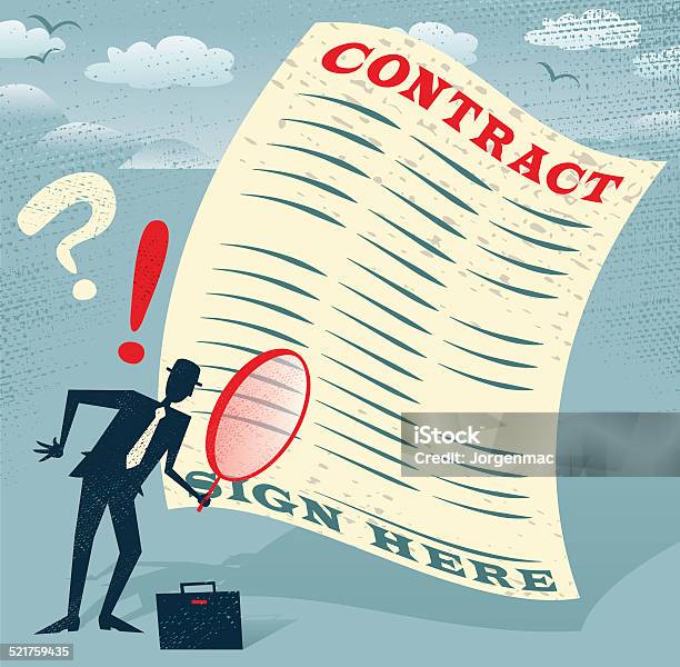 Abstract Businessman Inspects The Contract Stock Illustration - Download Image Now - Surveillance, Abstract, Adult