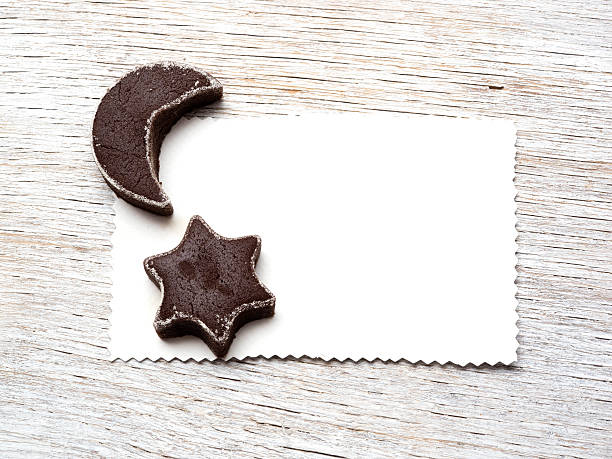 Navidad tarjeta de felicitación de las cookies y blanco - foto de stock