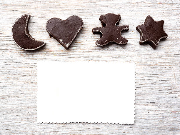 Navidad tarjeta de felicitación de las cookies y blanco - foto de stock