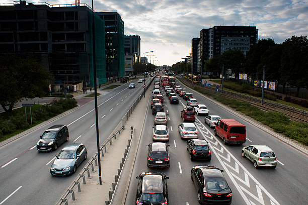 istock Traffic jam in business district 521760899