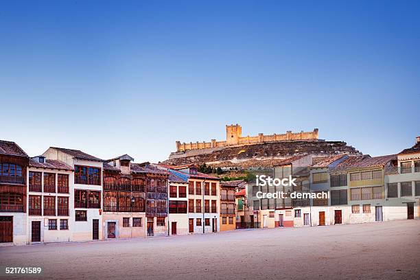 Small Town Of Penafiel With Castle And Old Square Stock Photo - Download Image Now - Spain, Valladolid - Spanish City, Valladolid - Spanish Province