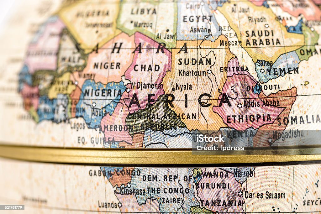 Globe Africa Close-up of Africa in the colorful world map. Africa Stock Photo