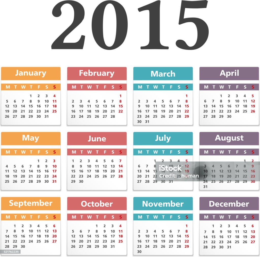 Calendario 2015 - arte vectorial de 2015 libre de derechos