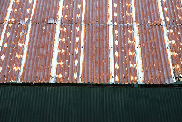 istock Top view roof rusted galvanized iron plate 521762879