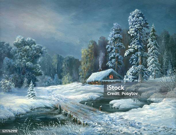 Winter Märchen Nacht Stock Vektor Art und mehr Bilder von Weihnachten - Weihnachten, Winter, Blockhütte