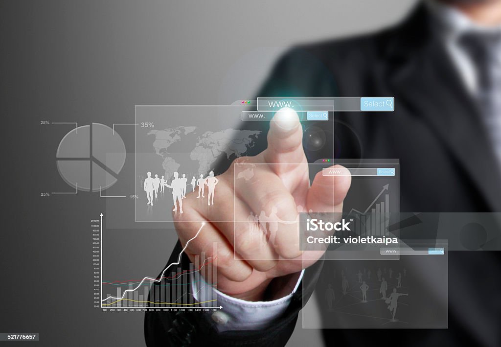 business man pointing at growth graph business man pointing at growth graph and business concept Business Stock Photo