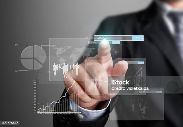 Business Man Pointing At Growth Graph Stock Photo - Download Image Now - Business, Business Finance and Industry, Chart