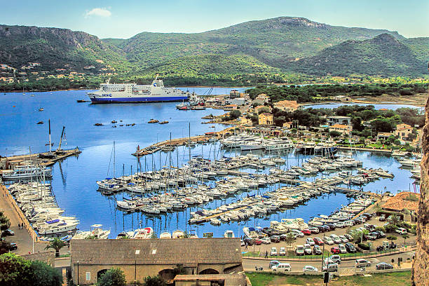 View to the harbor of Porto-Vecchio, Corsica, France