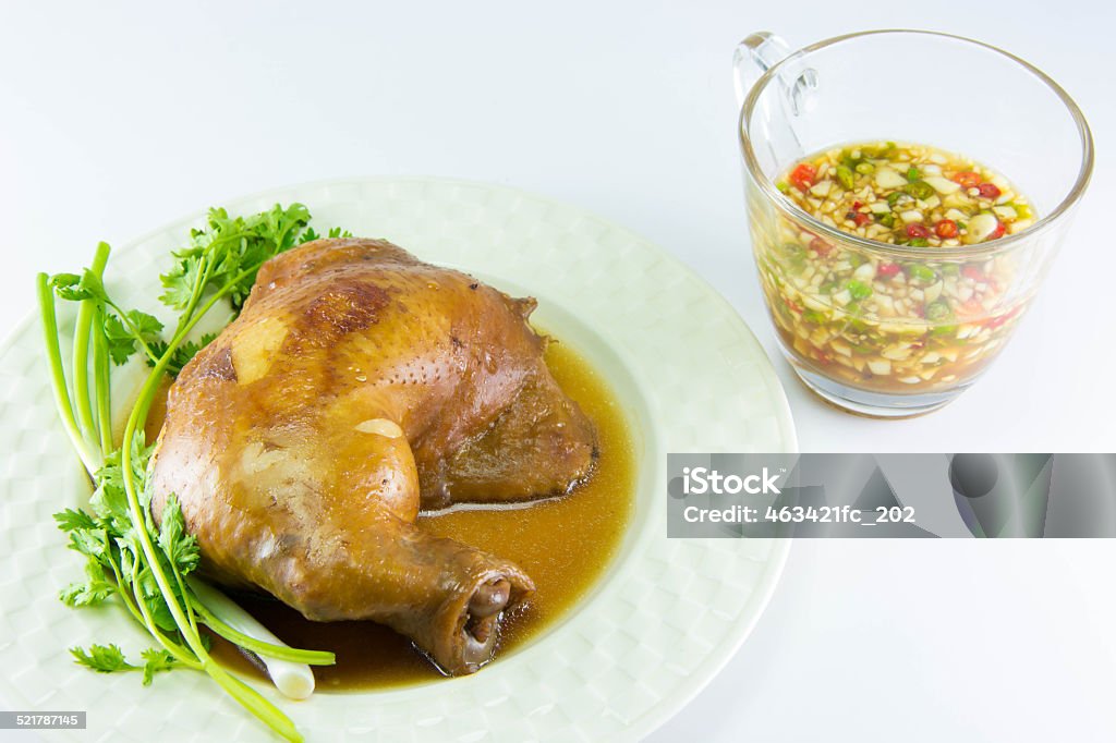 Boiled Chicken with Fish Sauce and spring onion Boiled Chicken with Fish Sauce and spring onion. Boiled Stock Photo