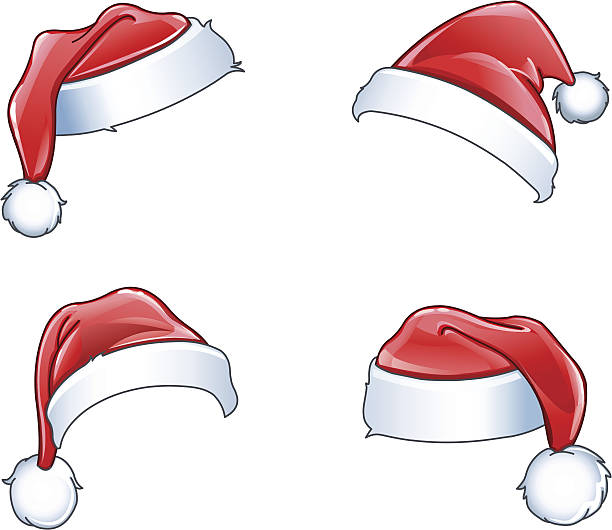 illustrations, cliparts, dessins animés et icônes de chapeaux de père noël brillant - white background concepts transparent red