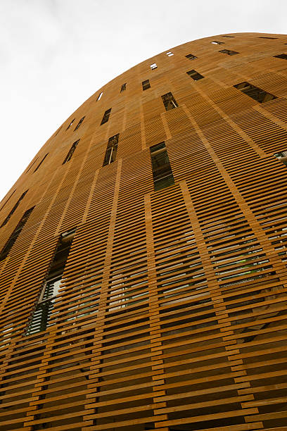 Wooden facade of a modern building