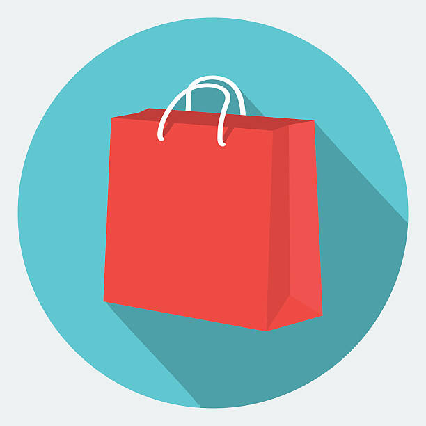 ilustraciones, imágenes clip art, dibujos animados e iconos de stock de vector icono de bolsa de la compra - paper bag illustrations