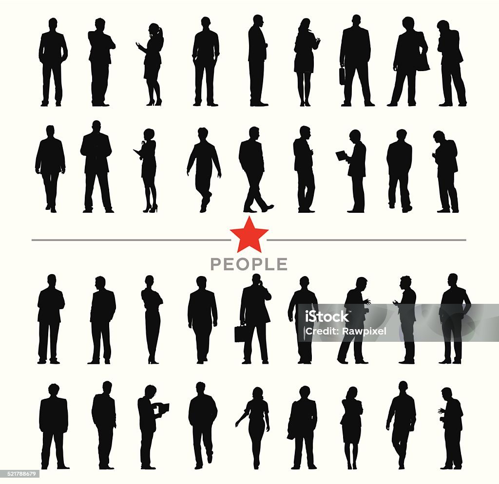 Vector of Silhouette Business People with Different Activities In Silhouette stock vector