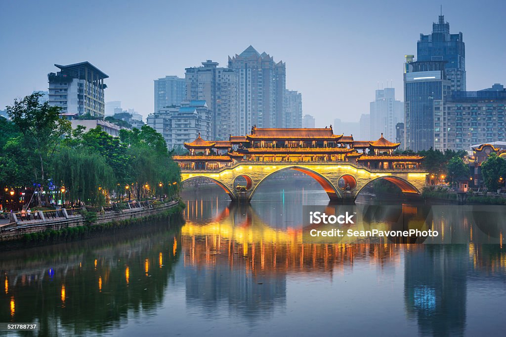 Chengdu, China On the Jin River Chengdu, Sichuan, China at Anshun Bridge. China - East Asia Stock Photo
