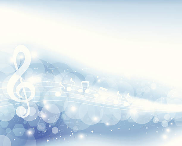 ilustraciones, imágenes clip art, dibujos animados e iconos de stock de nota musical fondo azul - sheet music music musical note pattern