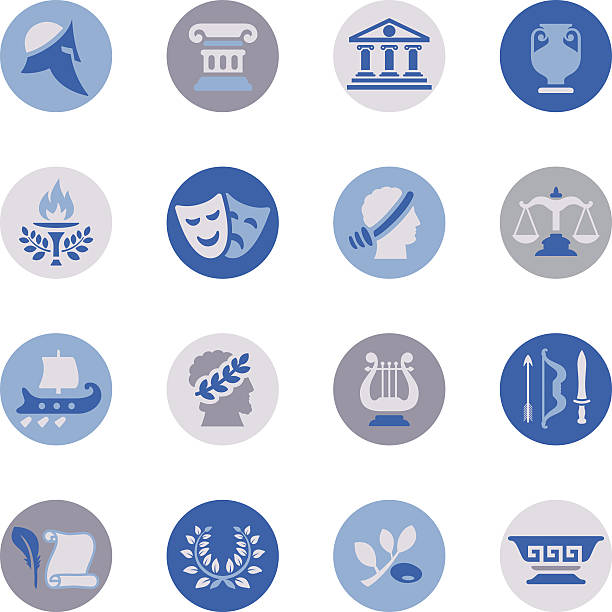 ilustrações de stock, clip art, desenhos animados e ícones de grécia antiga conjunto de ícones - greek culture greece text classical greek