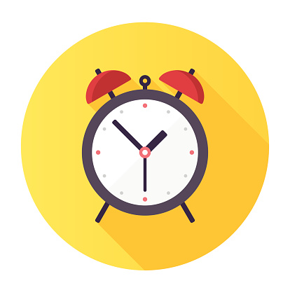 Flat & Long Shadow Alarm Clock Icon