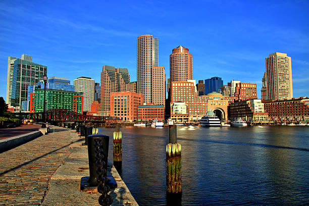 istock Boston Skyline with Financial District and Boston Harbor at Sunrise 521794175